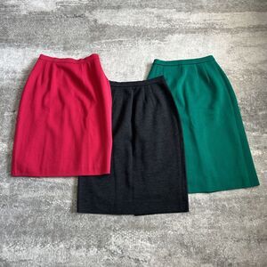 Pinore Skirts Womens 2 Wool 24” Waist Lot Office Gray Green Pink Lined Career
